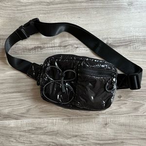 Faux Patent Leather Black Fanny Pack Athletic Bag